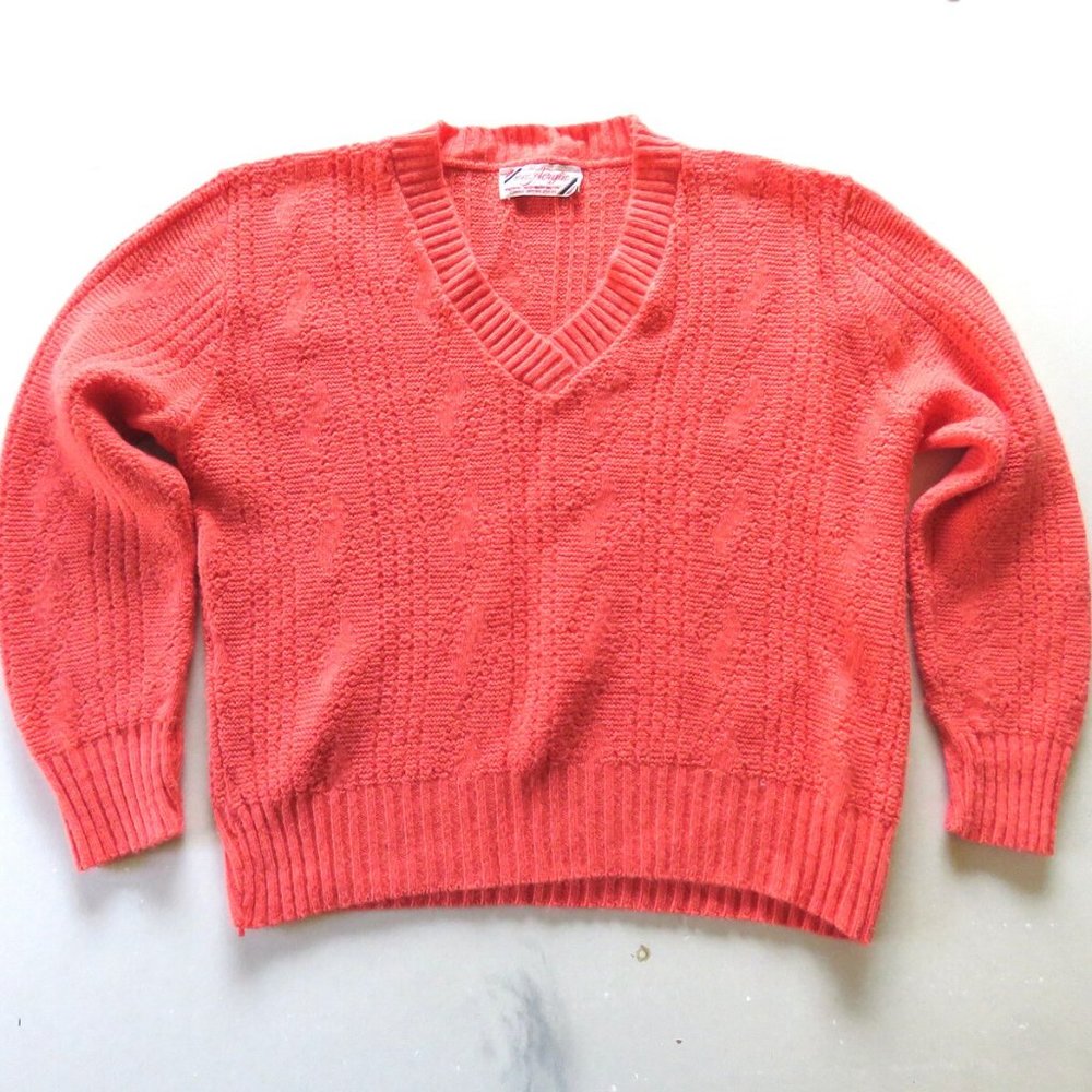 Vintage Coral Sweater Cardigan Clothing 100% Acrylic sweater size S/M